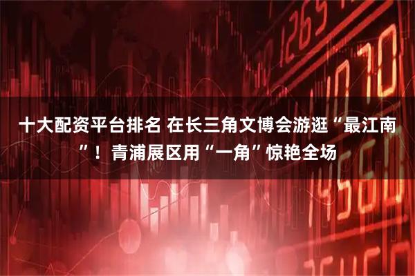 十大配资平台排名 在长三角文博会游逛“最江南”！青浦展区用“一角”惊艳全场